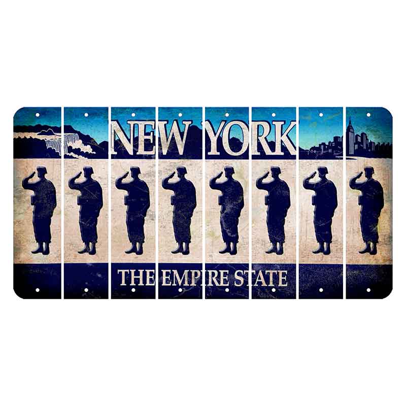 New York Blue The Empire State Cut License Plate Strips (Set of 8) Soldier - Saluting