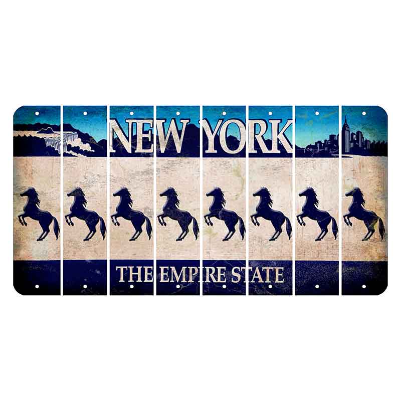 New York Blue The Empire State Cut License Plate Strips (Set of 8) Horse