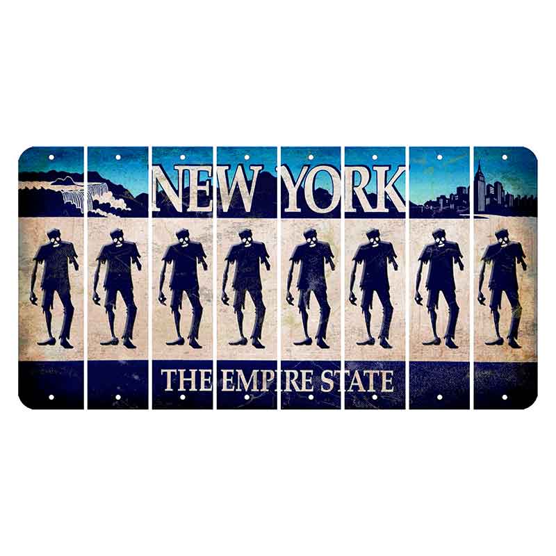 New York Blue The Empire State Cut License Plate Strips (Set of 8) Zombie