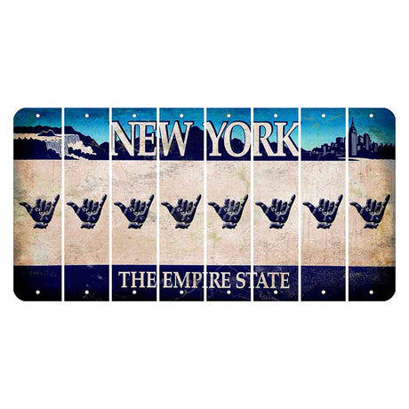 New York Blue The Empire State Cut License Plate Strips (Set of 8) Hang Loose