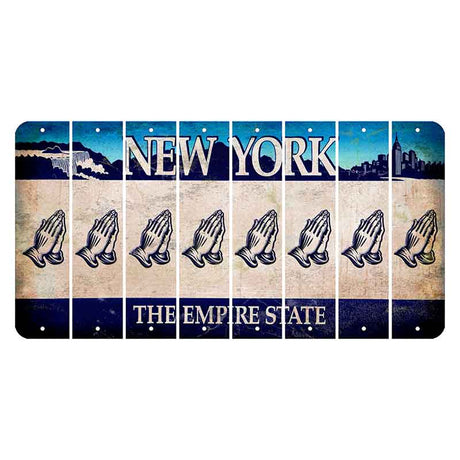 New York Blue The Empire State Cut License Plate Strips (Set of 8) Praying Hands