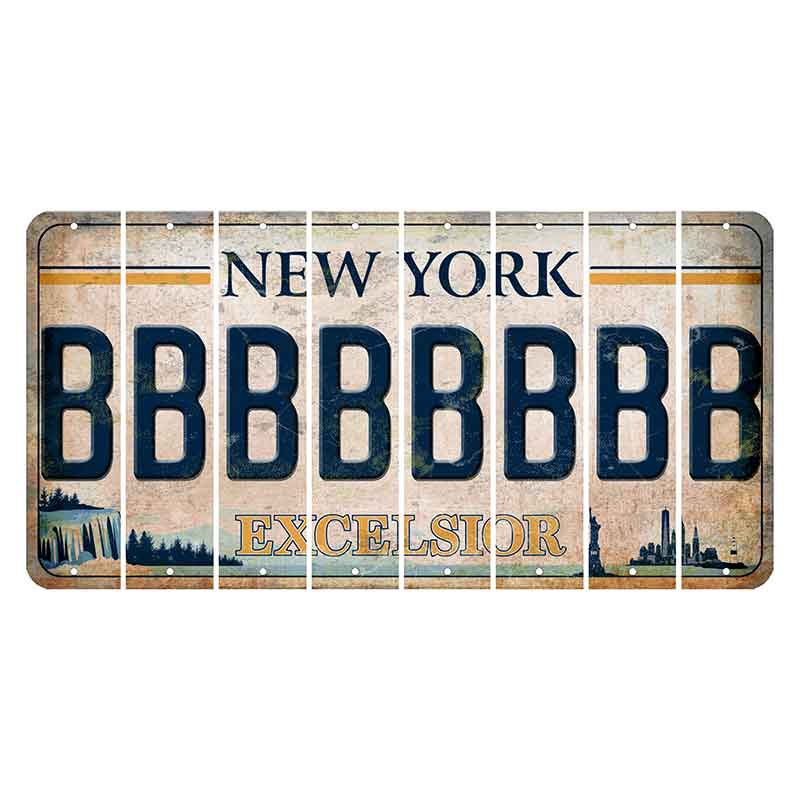 New York Excelsior Cut License Plate Strips (Set of 8) B