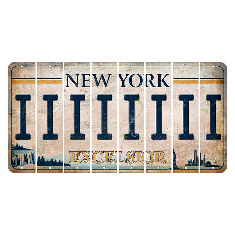 New York Excelsior Cut License Plate Strips (Set of 8) I