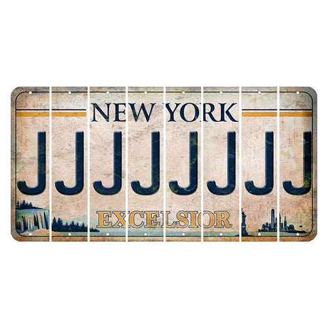 New York Excelsior Cut License Plate Strips (Set of 8) J