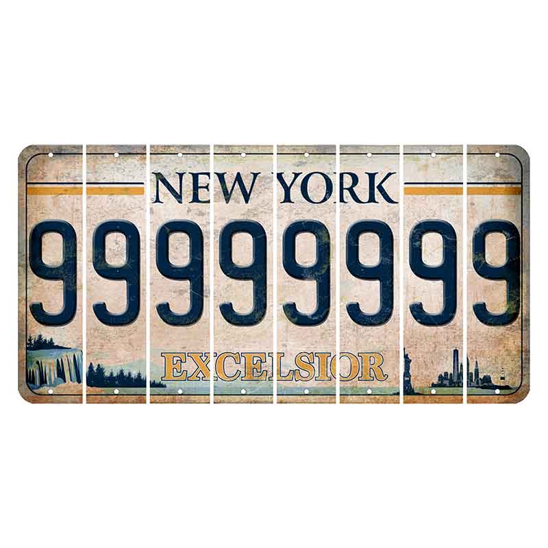 New York Excelsior Cut License Plate Strips (Set of 8) 9