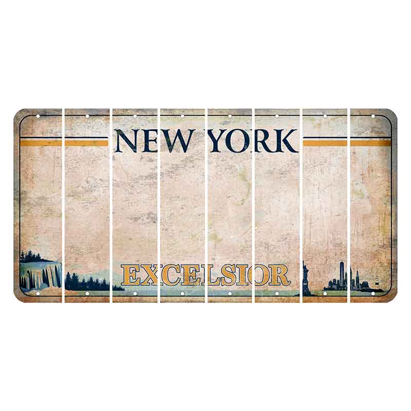 New York Excelsior Cut License Plate Strips (Set of 8) Blank