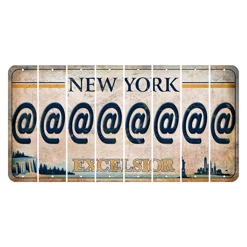 New York Excelsior Cut License Plate Strips (Set of 8) At Sign