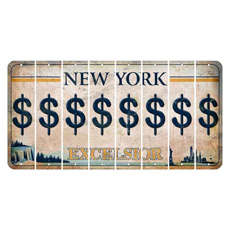 New York Excelsior Cut License Plate Strips (Set of 8) Dollar Sign