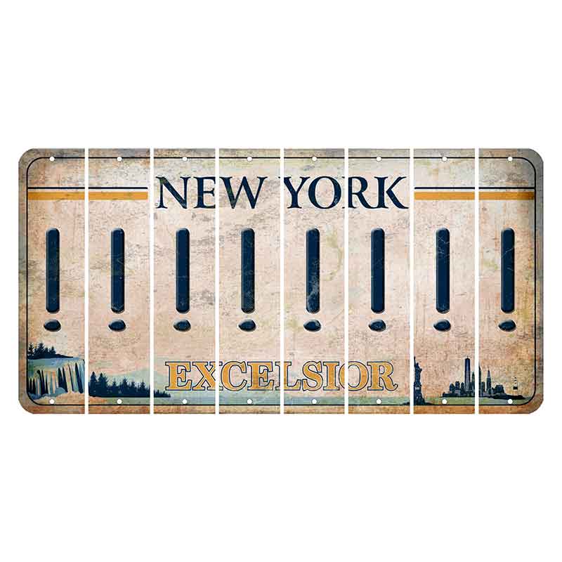 New York Excelsior Cut License Plate Strips (Set of 8) Exclamation Point