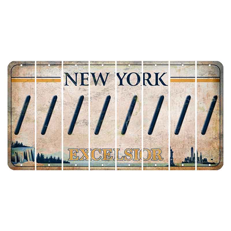 New York Excelsior Cut License Plate Strips (Set of 8) Forward Slash