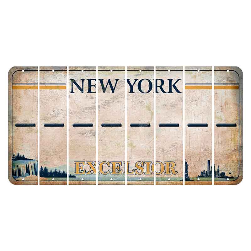 New York Excelsior Cut License Plate Strips (Set of 8) Hyphen