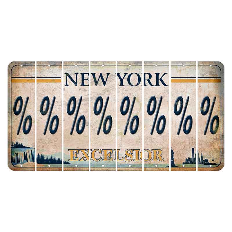 New York Excelsior Cut License Plate Strips (Set of 8) Percent Sign