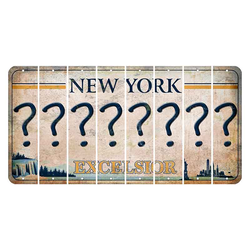 New York Excelsior Cut License Plate Strips (Set of 8) Question Mark