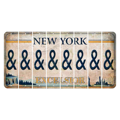 New York Excelsior Cut License Plate Strips (Set of 8) And Sign