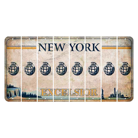 New York Excelsior Cut License Plate Strips (Set of 8) Grenade