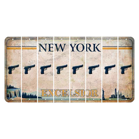 New York Excelsior Cut License Plate Strips (Set of 8) Handgun