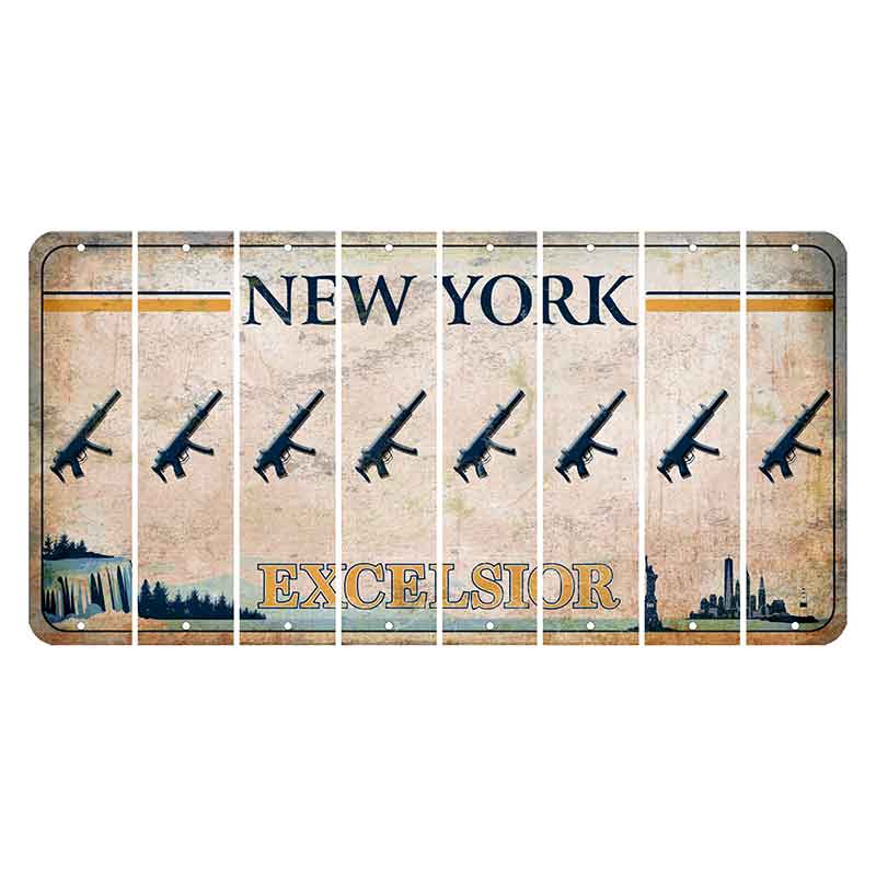 New York Excelsior Cut License Plate Strips (Set of 8) Submachine Gun