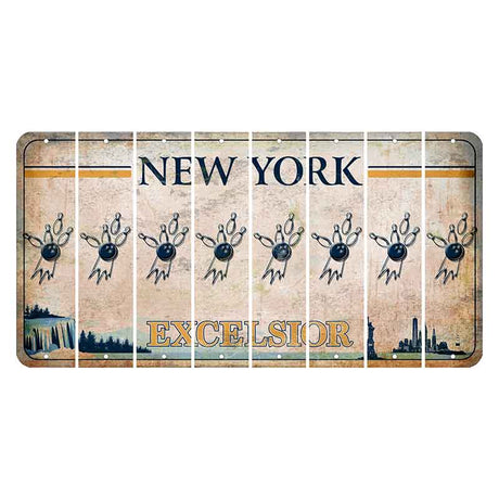 New York Excelsior Cut License Plate Strips (Set of 8) Bowling