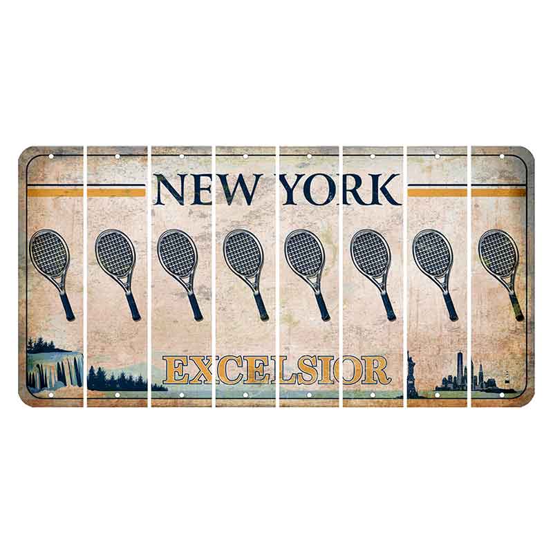 New York Excelsior Cut License Plate Strips (Set of 8) Tennis Racket