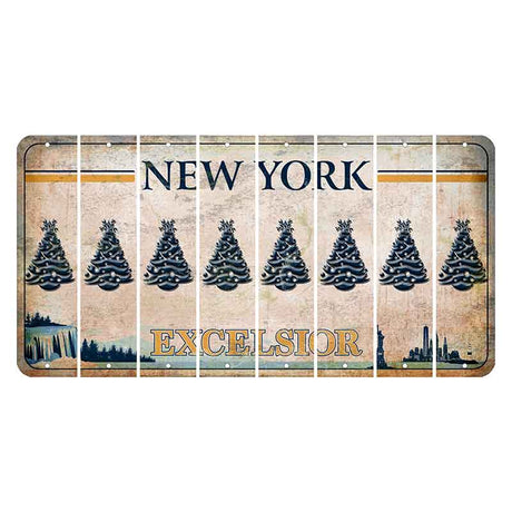 New York Excelsior Cut License Plate Strips (Set of 8) Christmas Tree