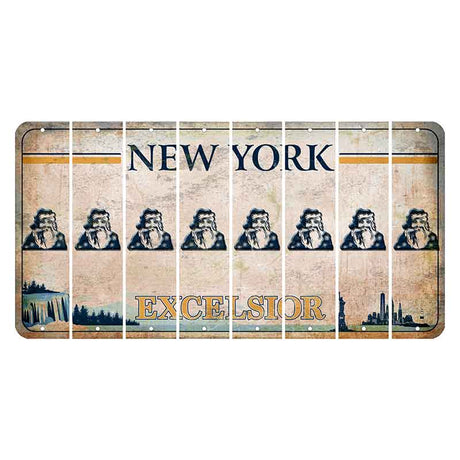 New York Excelsior Cut License Plate Strips (Set of 8) Santa Claus