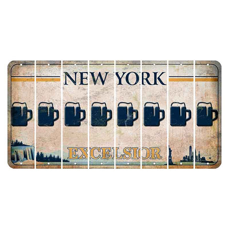 New York Excelsior Cut License Plate Strips (Set of 8) Beer Mug