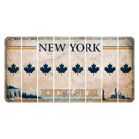 New York Excelsior Cut License Plate Strips (Set of 8) Maple Leaf