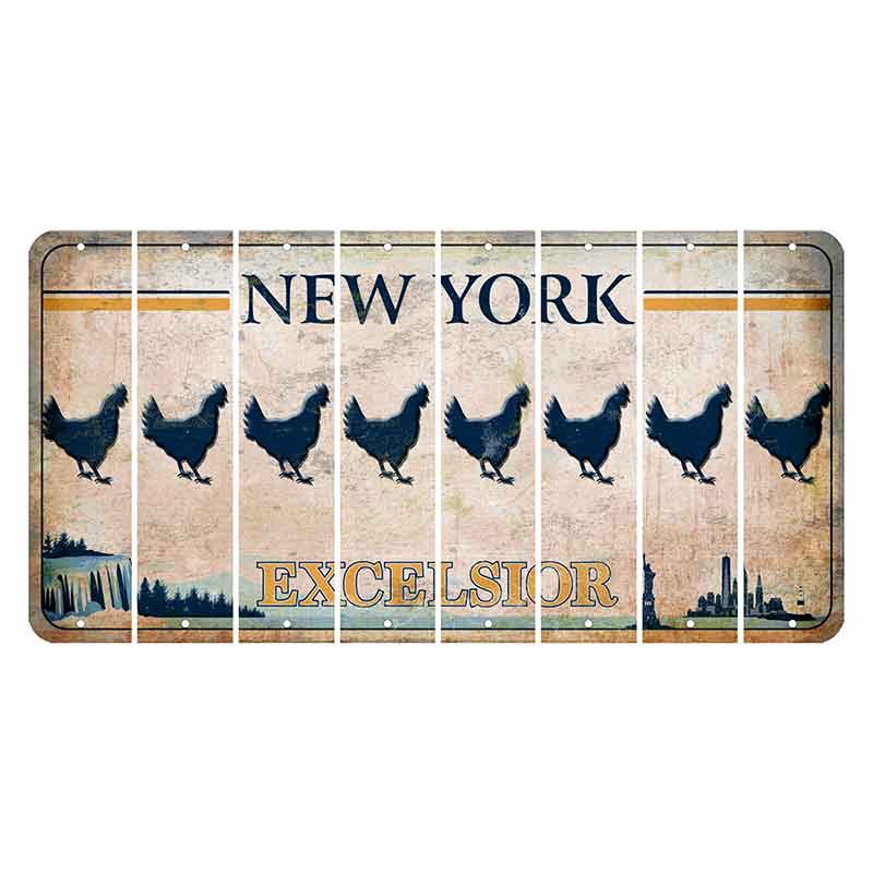 New York Excelsior Cut License Plate Strips (Set of 8) Chicken