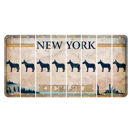 New York Excelsior Cut License Plate Strips (Set of 8) Donkey