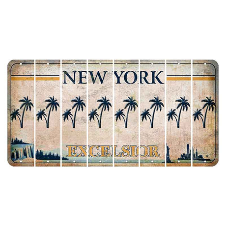 New York Excelsior Cut License Plate Strips (Set of 8) Palm Trees