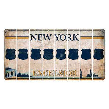 New York Excelsior Cut License Plate Strips (Set of 8) Police Badge