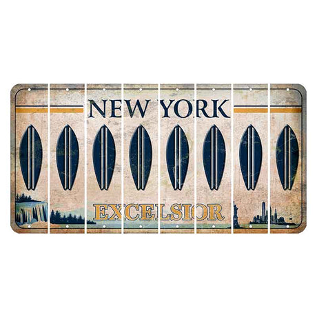 New York Excelsior Cut License Plate Strips (Set of 8) Surfboard