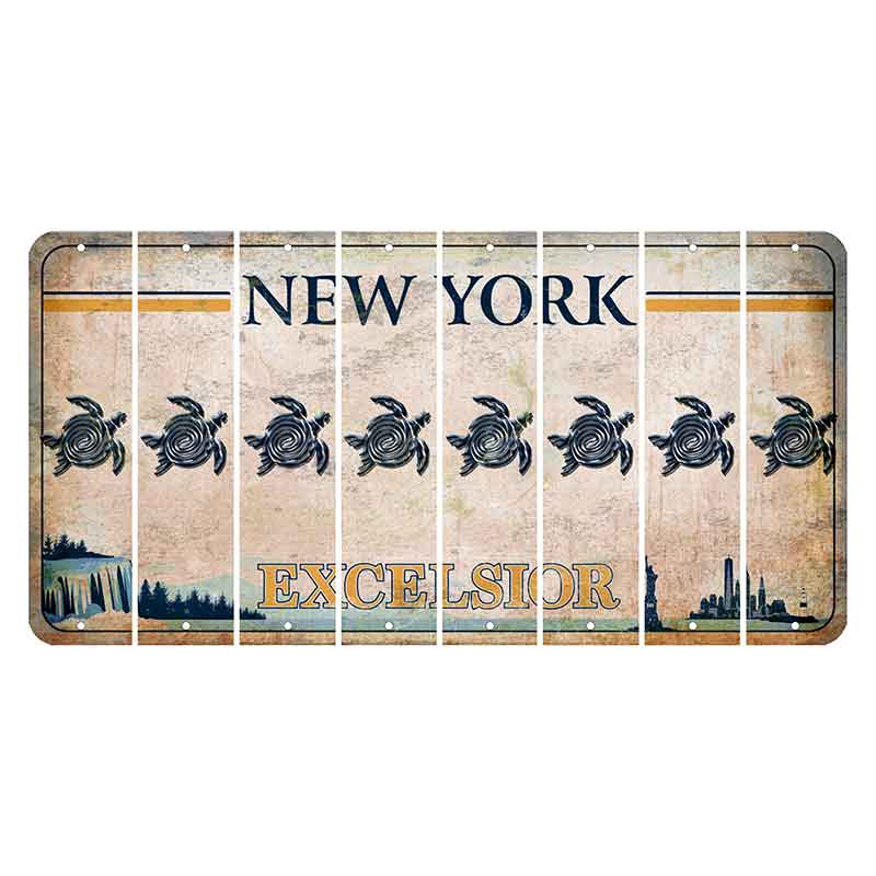 New York Excelsior Cut License Plate Strips (Set of 8) Sea Turtle