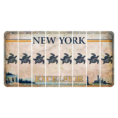 New York Excelsior Cut License Plate Strips (Set of 8) Sea Turtle