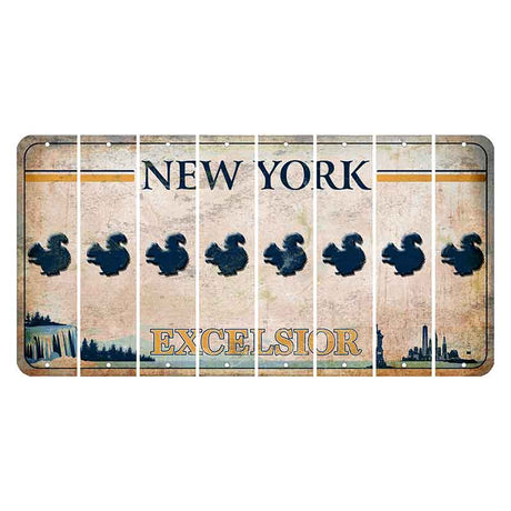 New York Excelsior Cut License Plate Strips (Set of 8) Squirrel