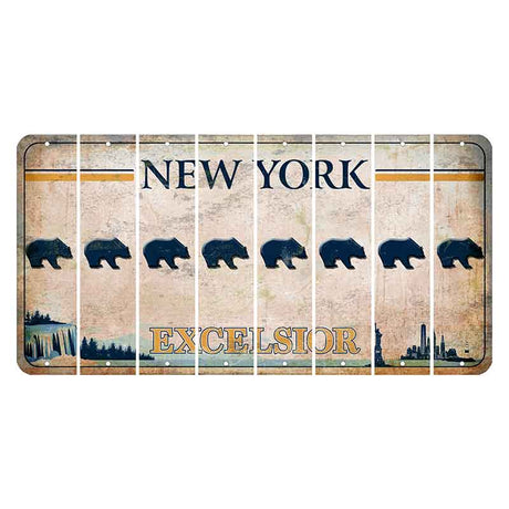 New York Excelsior Cut License Plate Strips (Set of 8) Bear