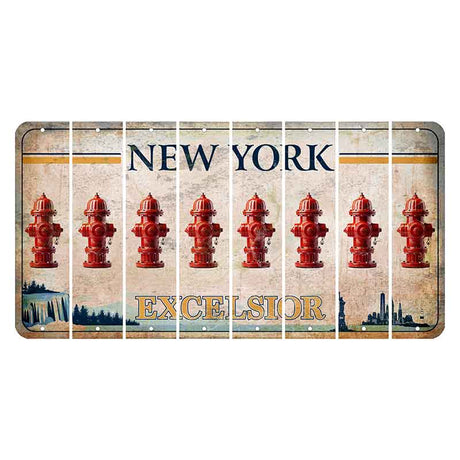 New York Excelsior Cut License Plate Strips (Set of 8) Fire Hydrant