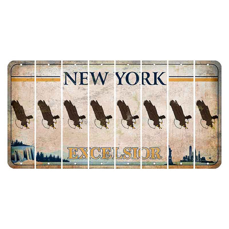 New York Excelsior Cut License Plate Strips (Set of 8) Bald Eagle