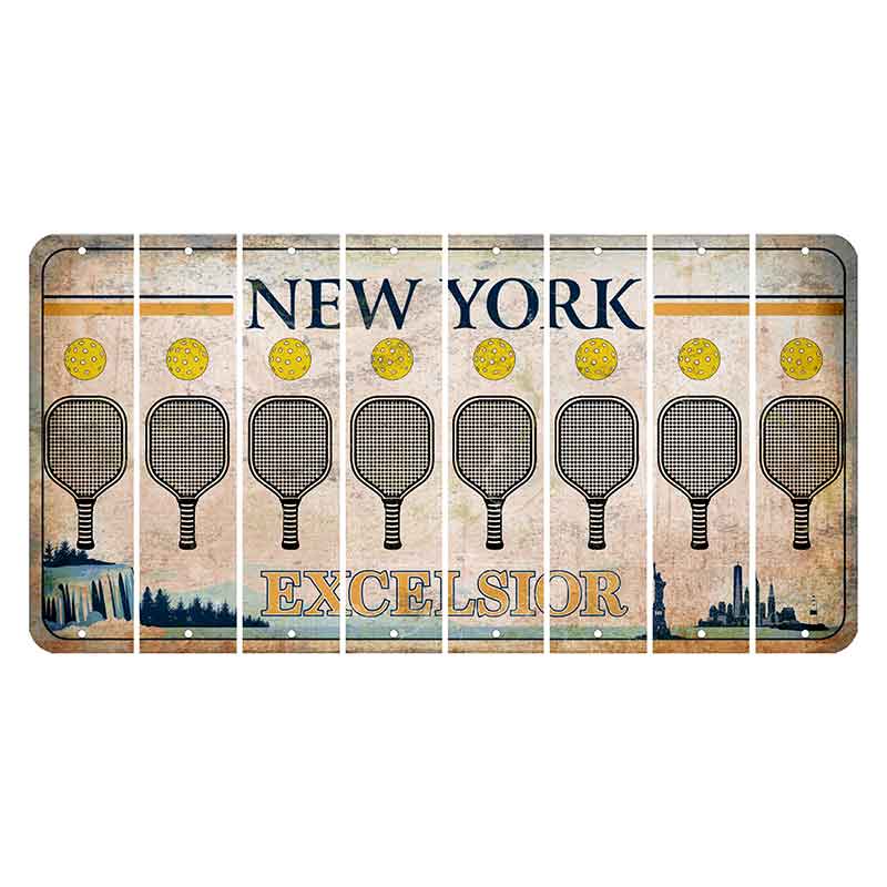 New York Excelsior Cut License Plate Strips (Set of 8) Pickleball