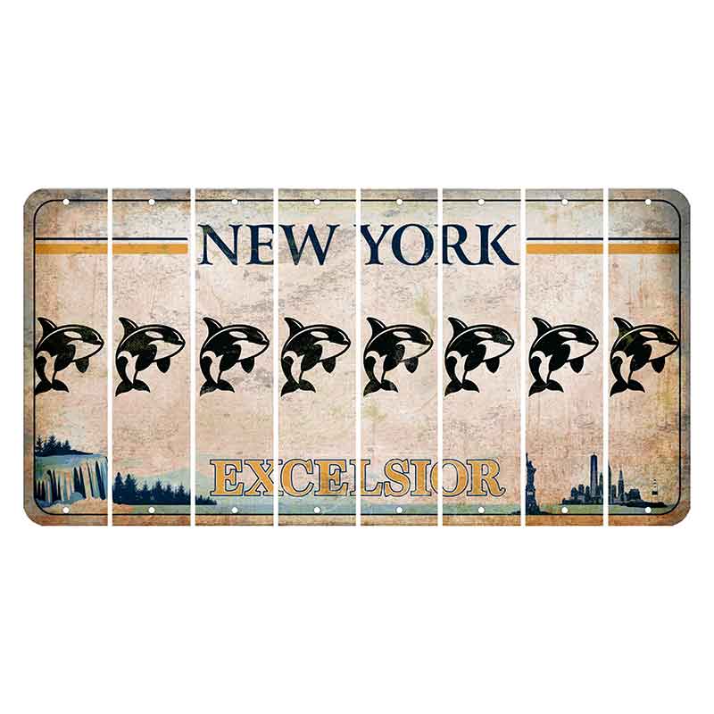 New York Excelsior Cut License Plate Strips (Set of 8) Whale