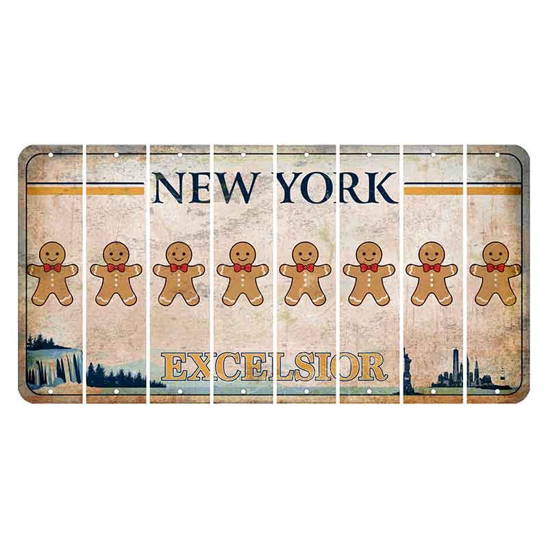 New York Excelsior Cut License Plate Strips (Set of 8) Gingerbread Man