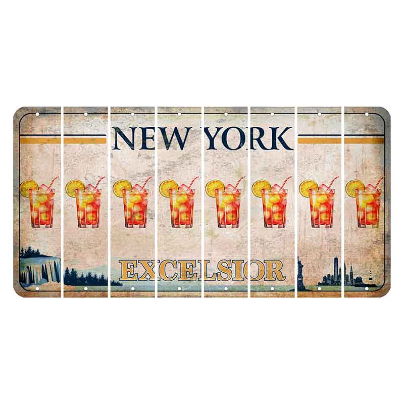 New York Excelsior Cut License Plate Strips (Set of 8) Cocktail