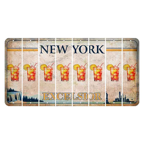 New York Excelsior Cut License Plate Strips (Set of 8) Cocktail