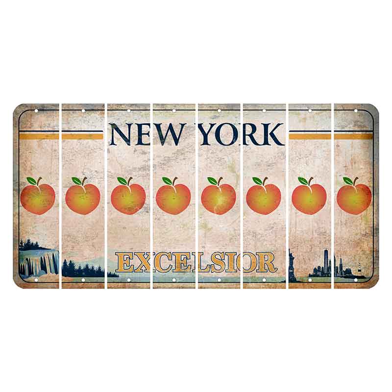 New York Excelsior Cut License Plate Strips (Set of 8) Peach