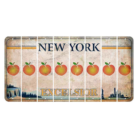 New York Excelsior Cut License Plate Strips (Set of 8) Peach