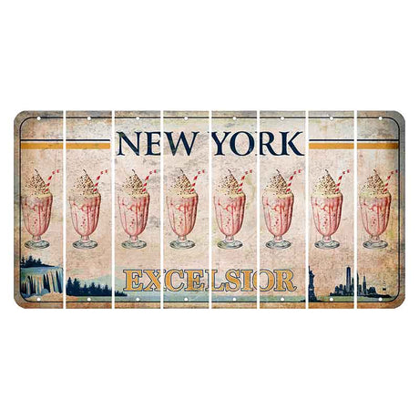 New York Excelsior Cut License Plate Strips (Set of 8) Milkshake