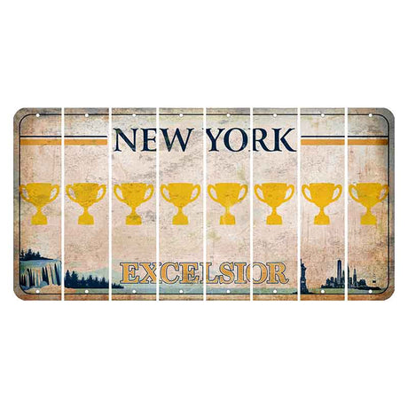 New York Excelsior Cut License Plate Strips (Set of 8) Trophy