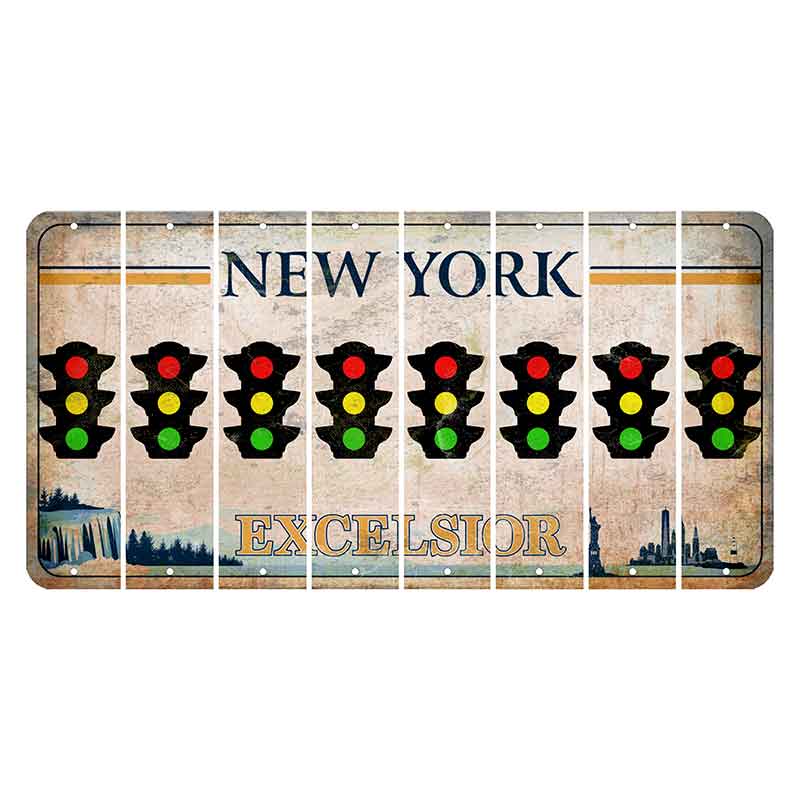 New York Excelsior Cut License Plate Strips (Set of 8) Traffic Light