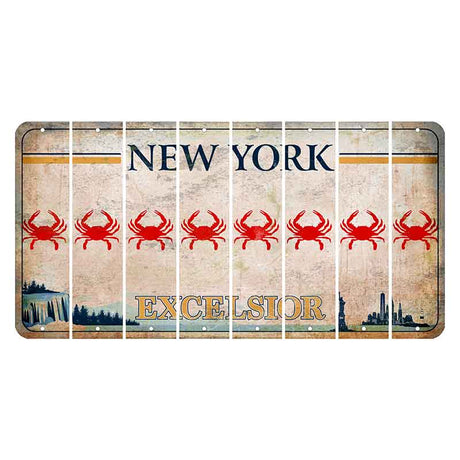 New York Excelsior Cut License Plate Strips (Set of 8) Crab