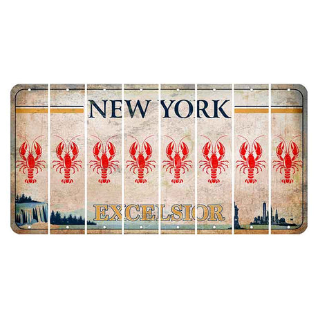 New York Excelsior Cut License Plate Strips (Set of 8) Lobster